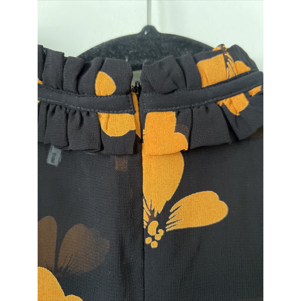 Ganni Fairfax Georgette Sleeveless Top Floral Blouse in Black Size 38 M US 6 - Picture 6 of 9